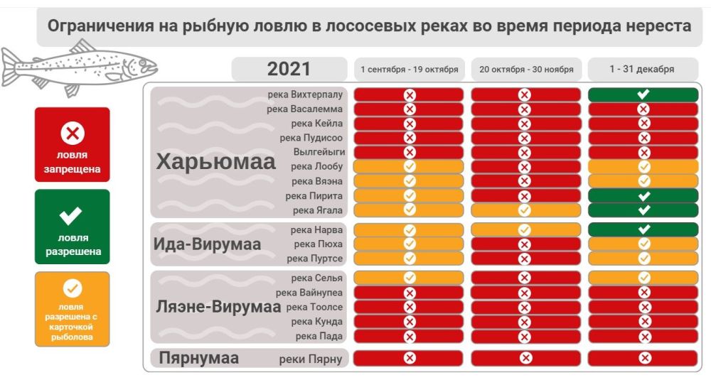 Время начала и окончания ограничений на рыбную ловлю в период нереста на крупнейших лососевых реках 